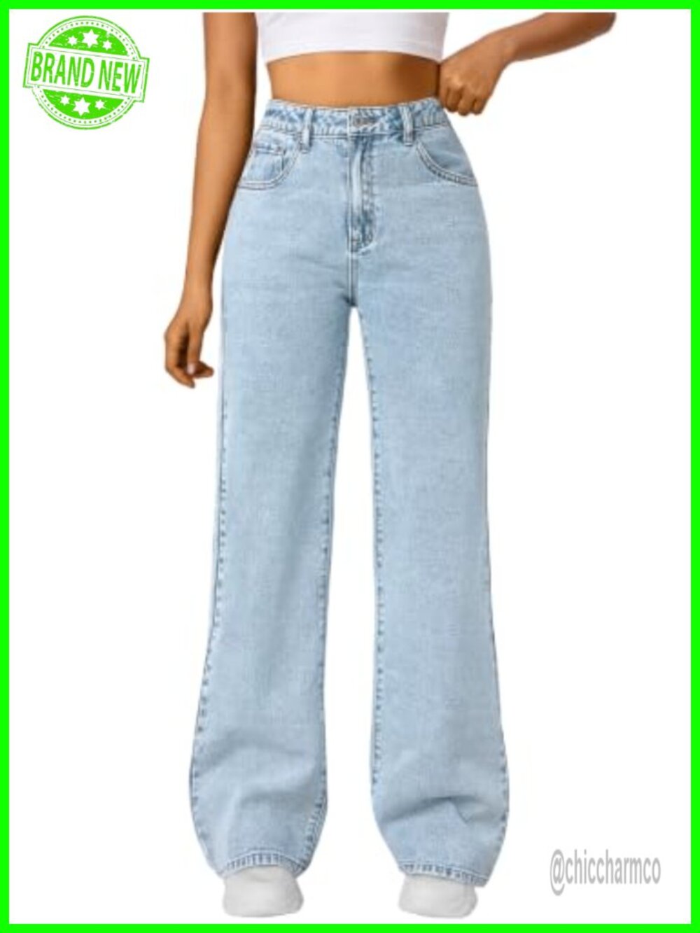 High Waisted Straight Wide Leg Jeans Stretch Baggy Pants
